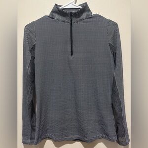 IBKUHL Quarter Zip Pullover Mock Neck Black & White Gingham Check XS